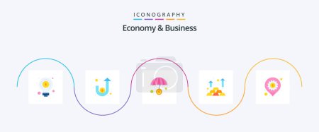 Téléchargez les illustrations : Economy And Business Flat 5 Icon Pack Including development. finance. money. finance - en licence libre de droit