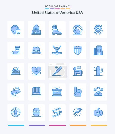 Illustration for Creative Usa 25 Blue icon pack  Such As medal. independece. boot. holiday. american - Royalty Free Image