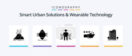 Illustration for Smart Urban Solutions And Wearable Technology Glyph 5 Icon Pack Including fitness. monitoring. computer. science. data. Creative Icons Design - Royalty Free Image