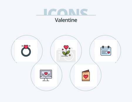 Illustration for Valentine Line Filled Icon Pack 5 Icon Design. love. love. ring. day. valentine - Royalty Free Image