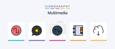 Illustration for Multimedia Line Filled 5 Icon Pack Including . server. wave. multimedia. cloud. Creative Icons Design - Royalty Free Image