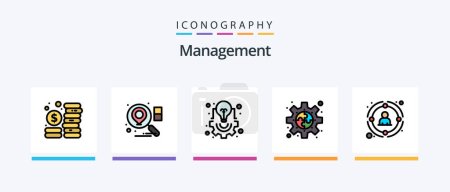 Illustration for Management Line Filled 5 Icon Pack Including project. people. website. network. link. Creative Icons Design - Royalty Free Image
