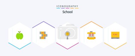 Ilustración de School 25 Flat icon pack including . education. magnifier. board. education - Imagen libre de derechos