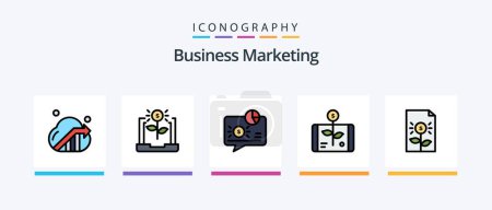 Téléchargez les illustrations : Business Marketing Line Filled 5 Icon Pack Including location. data. financial. report. data. Creative Icons Design - en licence libre de droit