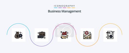 Illustration for Business Management Line Filled Flat 5 Icon Pack Including file. business. business. management. location - Royalty Free Image