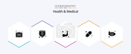 Illustration for Health And Medical 25 Glyph icon pack including tear. drop. muscle. crying. medicine - Royalty Free Image