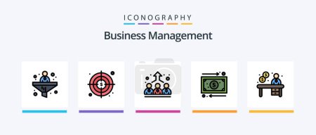 Téléchargez les illustrations : Business Management Line Filled 5 Icon Pack Including dollar. business. finance. opportunity. career. Creative Icons Design - en licence libre de droit