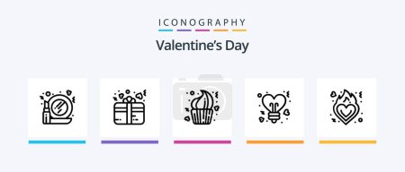 Ilustración de Valentines Day Line 5 Icon Pack Including hearts. wedding. heart. love. briefcase. Creative Icons Design - Imagen libre de derechos