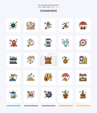 Ilustración de Creative Investment 25 Line FIlled icon pack  Such As protection. money. lock. deposit. hand - Imagen libre de derechos