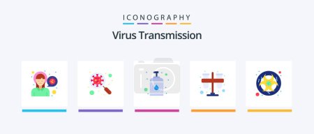 Ilustración de Virus Transmission Flat 5 Icon Pack Including hazard. practicum. virus. lab. test. Creative Icons Design - Imagen libre de derechos