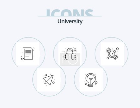 Ilustración de University Line Icon Pack 5 Icon Design. school. study. book. education. blackboard - Imagen libre de derechos
