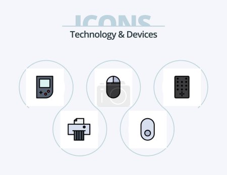 Téléchargez les illustrations : Devices Line Filled Icon Pack 5 Icon Design. . devices. mobile. device. battery - en licence libre de droit