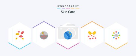 Illustration for Skin 25 Flat icon pack including omega pills. omega. skin. nutrients capsules. skin care - Royalty Free Image