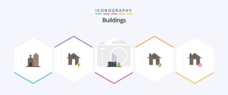 Illustration for Buildings 25 Flat icon pack including complete. buildings. estate. security. lifeguard - Royalty Free Image