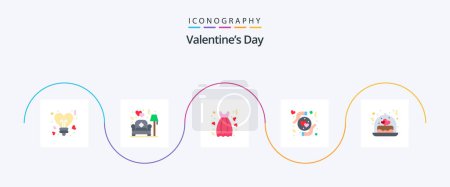 Illustration for Valentines Day Flat 5 Icon Pack Including cake. love. cloth. hands. love - Royalty Free Image