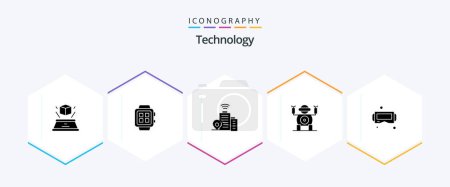 Illustration for Technology 25 Glyph icon pack including glasses. toy. technology. technology. location - Royalty Free Image