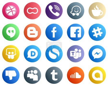 Illustration for All in One Social Media Icon Set 20 icons such as spotify. fb. caffeine. facebook and blogger icons. High definition and unique - Royalty Free Image