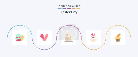 Illustration for Easter Flat 5 Icon Pack Including easter. cup. fire. cake. robbit - Royalty Free Image