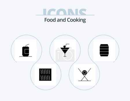 Téléchargez les illustrations : Food Glyph Icon Pack 5 Icon Design. drink. restaurant. coca. food and restaurant. food - en licence libre de droit