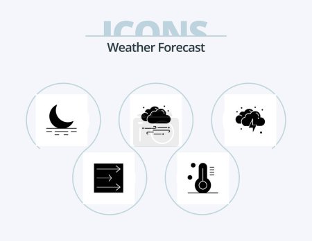 Ilustración de Weather Glyph Icon Pack 5 Icon Design. . thunder. weather. lightning. cloud - Imagen libre de derechos