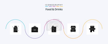 Téléchargez les illustrations : Food and Drinks Glyph 5 Icon Pack Including food. cooking. entertainment. fruit juice. food - en licence libre de droit
