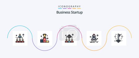 Ilustración de Business Startup Line Filled Flat 5 Icon Pack Including key. rocket. business. launch. management - Imagen libre de derechos