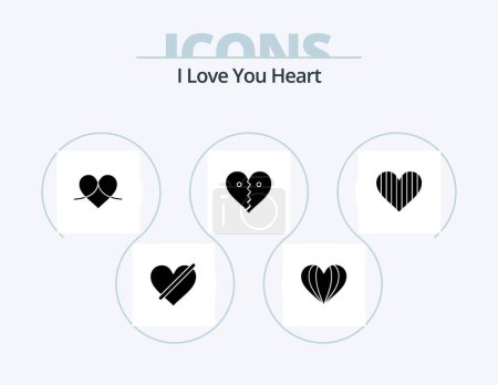 Illustration for Heart Glyph Icon Pack 5 Icon Design. love. wrapper. love. like. heart - Royalty Free Image