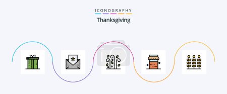 Illustration for Thanks Giving Line Filled Flat 5 Icon Pack Including giving. wheat. blowing. thanksgiving. jam - Royalty Free Image