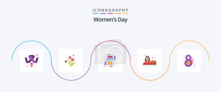 Illustration for Womens Day Flat 5 Icon Pack Including eight march. case. card. women. - Royalty Free Image
