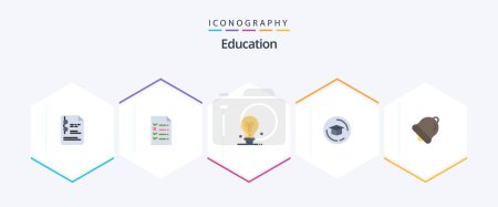 Illustration for Education 25 Flat icon pack including . education. education. bell. graduation - Royalty Free Image