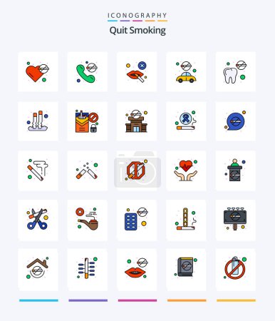 Illustration for Creative Quit Smoking 25 Line FIlled icon pack  Such As transport. smoking. smoking. no. banned - Royalty Free Image