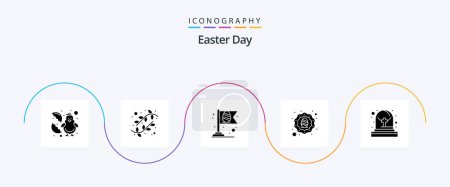 Illustration for Easter Glyph 5 Icon Pack Including grave. egg. flag. celebration. holidays - Royalty Free Image