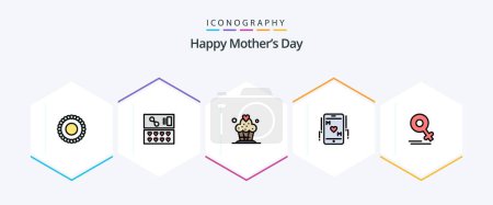 Illustration for Happy Mothers Day 25 FilledLine icon pack including . love. desert. gander. mother - Royalty Free Image
