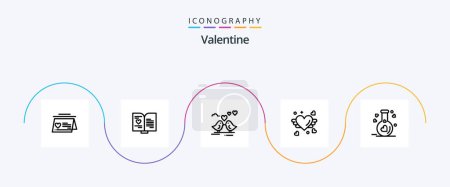 Illustration for Valentine Line 5 Icon Pack Including love. love. book. day. valentine - Royalty Free Image
