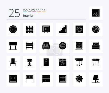 Illustration for Interior 25 Solid Glyph icon pack including interior. stage. cupboard. level. floor - Royalty Free Image