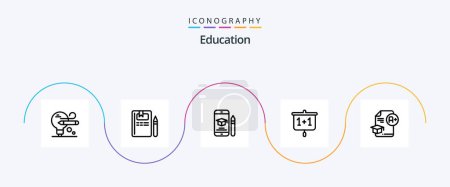 Illustration for Education Line 5 Icon Pack Including cap. school. education. presentation. chart - Royalty Free Image