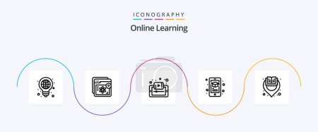 Illustration for Online Learning Line 5 Icon Pack Including mobile. education. education. tutorials. mobile - Royalty Free Image