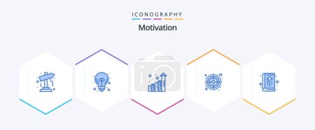 Illustration for Motivation 25 Blue icon pack including growth. book. graph. agenda. goal - Royalty Free Image