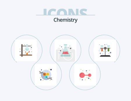 Illustration for Chemistry Flat Icon Pack 5 Icon Design. test. study. fire. chemistry. acid - Royalty Free Image