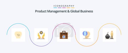 Illustration for Product Managment And Global Business Flat 5 Icon Pack Including outsource. global. solutions. finance. globe - Royalty Free Image