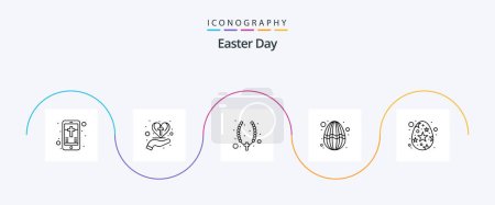 Téléchargez les illustrations : Easter Line 5 Icon Pack Including easter. holiday. cross. egg. jewelry - en licence libre de droit