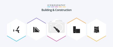 Illustration for Building And Construction 25 Glyph icon pack including architecture. repair. construction. tool. clip - Royalty Free Image