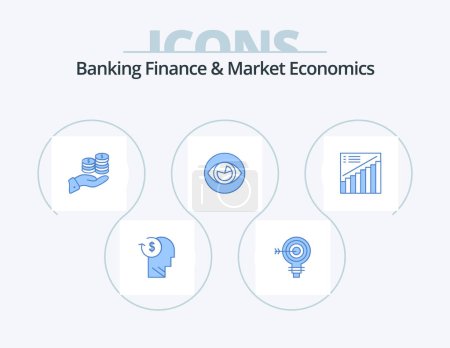 Téléchargez les illustrations : Banking Finance And Market Economics Blue Icon Pack 5 Icon Design. guardar. economy. goal. coin. savings - en licence libre de droit