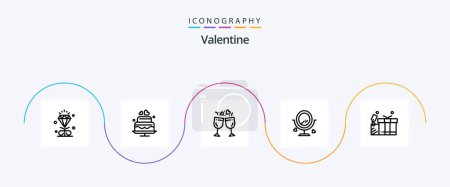 Téléchargez les illustrations : Valentine Line 5 Icon Pack Including love. love. cake. day. valentine - en licence libre de droit