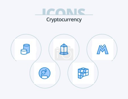 Illustration for Cryptocurrency Blue Icon Pack 5 Icon Design. coin. crypto currency. nova coin. crypto. lisk - Royalty Free Image
