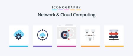 Illustration for Network And Cloud Computing Flat 5 Icon Pack Including storage. data. disk. computing. sharing. Creative Icons Design - Royalty Free Image