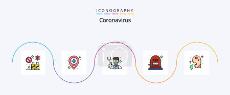 Ilustración de Coronavirus Line Filled Flat 5 Icon Pack Including rip. grave. medical. count. medical - Imagen libre de derechos