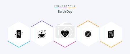Illustration for Earth Day 25 Glyph icon pack including book. earth day. earth. sun. ecology - Royalty Free Image