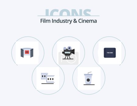 Téléchargez les illustrations : Cenima Flat Icon Pack 5 Icon Design. film. video. display. projector. camera - en licence libre de droit