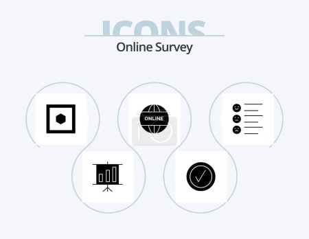 Ilustración de Online Survey Glyph Icon Pack 5 Icon Design. . website . online . - Imagen libre de derechos